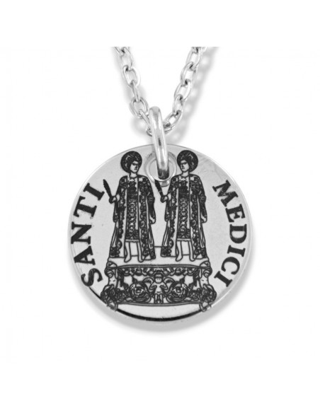 Collana Acciaio Pendente Santi Medici Piastra Tonda [71db21d4]