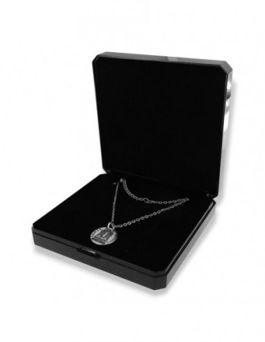 Collana Acciaio Pendente Santi Medici Piastra Tonda [748b66ca]