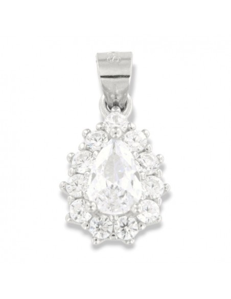 Ciondolo Argento Rodiato Principessa Bianca Goccia [d186b2fa]