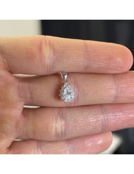 Ciondolo Argento Rodiato Principessa Bianca Goccia [a7758725]