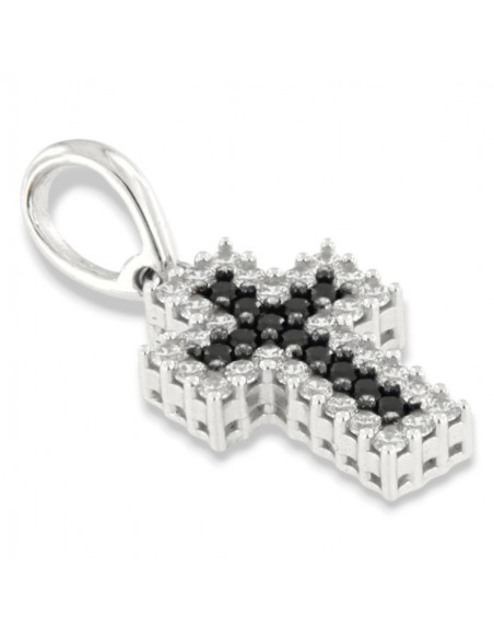 Ciondolo Oro Bianco Croce Zirconi Neri Controrno Zirconi Bianchi [1d4ebdd9]