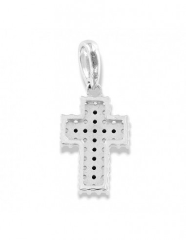 Ciondolo Oro Bianco Croce Zirconi Neri Controrno Zirconi Bianchi [181efac7]