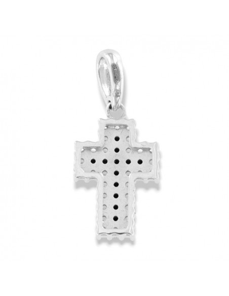 Ciondolo Oro Bianco Croce Zirconi Neri Controrno Zirconi Bianchi [181efac7]