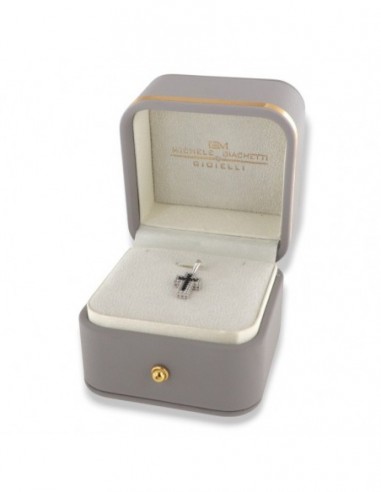 Ciondolo Oro Bianco Croce Zirconi Neri Controrno Zirconi Bianchi [af033bc3]