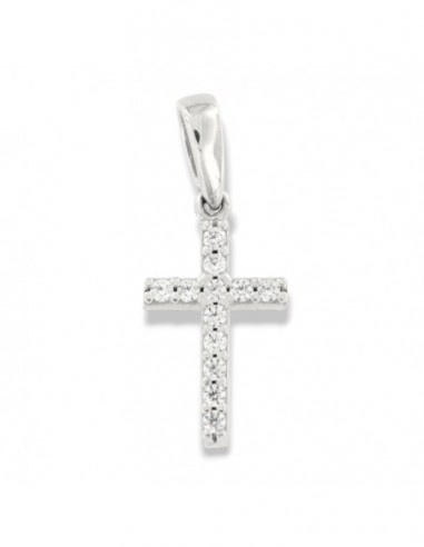Ciondolo Oro Bianco Croce Zirconi Bianchi/Neri [545ac1c1]