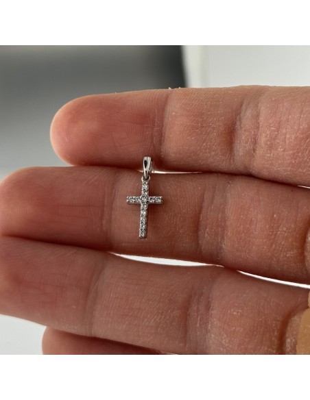 Ciondolo Oro Bianco Croce Zirconi Bianchi/Neri [2dffa4dc]