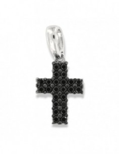 Ciondolo Oro Bianco Croce Zirconi Neri/Bianchi [1b92f4ff]