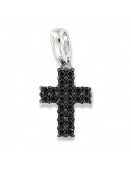 Ciondolo Oro Bianco Croce Zirconi Neri/Bianchi [1b92f4ff]