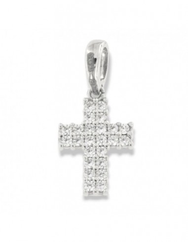 Ciondolo Oro Bianco Croce Zirconi Neri/Bianchi [12f83796]