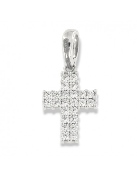 Ciondolo Oro Bianco Croce Zirconi Neri/Bianchi [12f83796]