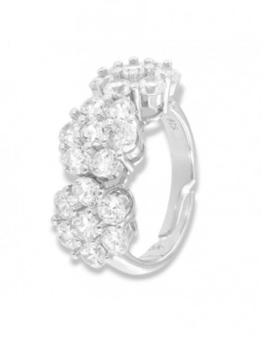 Anello Argento Rodiato Trilogy 6+1 Zirconi Bianchi [41add011]