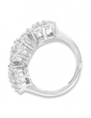 Anello Argento Rodiato Trilogy 6+1 Zirconi Bianchi [2846bdae]