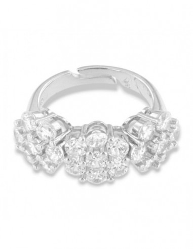 Anello Argento Rodiato Trilogy 6+1 Zirconi Bianchi [f160fea3]