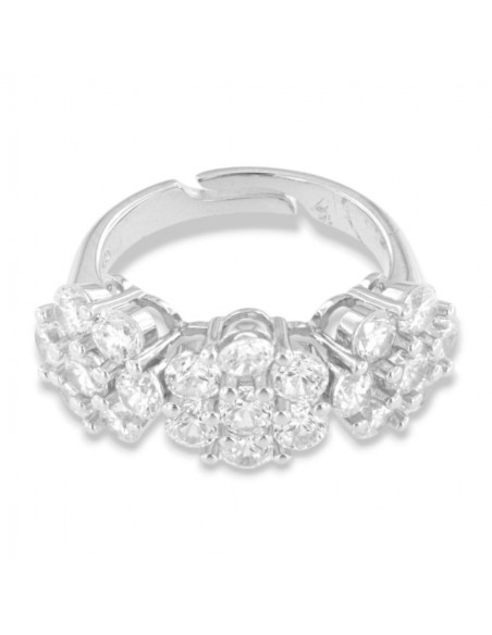 Anello Argento Rodiato Trilogy 6+1 Zirconi Bianchi [f160fea3]