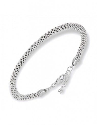 Bracciale Argento Rodiato Maglia Popcorn Piatta [1669e580]