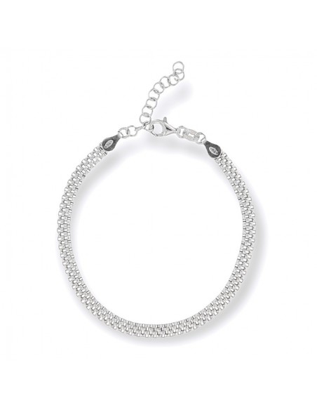 Bracciale Argento Rodiato Maglia Popcorn Piatta [368f5ff3]