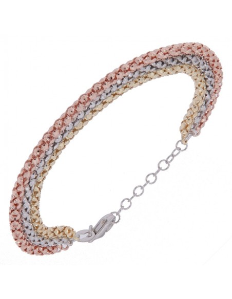 Bracciale Argento Rodiato 3 Colori Maglia Popcorn 3°M [c303ef1b]