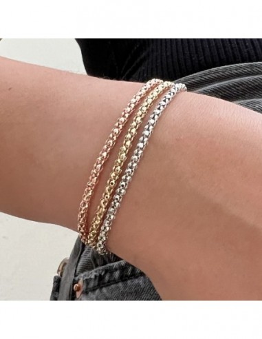 Bracciale Argento Rodiato 3 Colori Maglia Popcorn 3°M [5d1bbfd8]