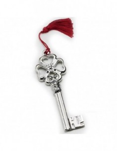Chiave del Successo In Resina Argentata Con Nappa Rossa 10cm [43122d80]