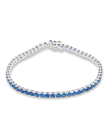 Bracciale Argento Tennis Zirconi Blu 3MM 16/18Cm [318d4c59]