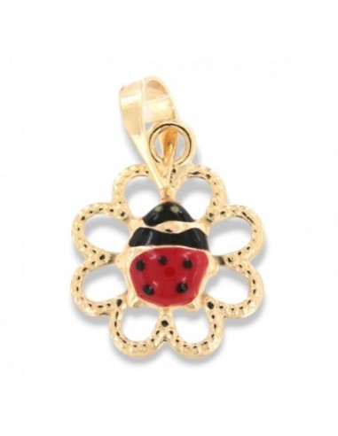 Ciondolo Oro Giallo Coccinella Fiore [b65f736e]