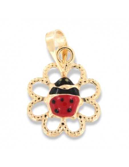 Ciondolo Oro Giallo Coccinella Fiore [b65f736e]
