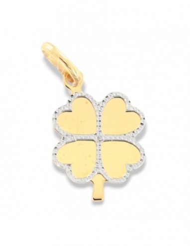 Ciondolo Oro Giallo Quadrifoglio Bordi Diamantati [0b3b1a15]