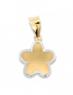 Ciondolo Oro Giallo Fiore Bordi Oro Bianco [d21d5918]