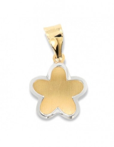 Ciondolo Oro Giallo Fiore Bordi Oro Bianco [d21d5918]