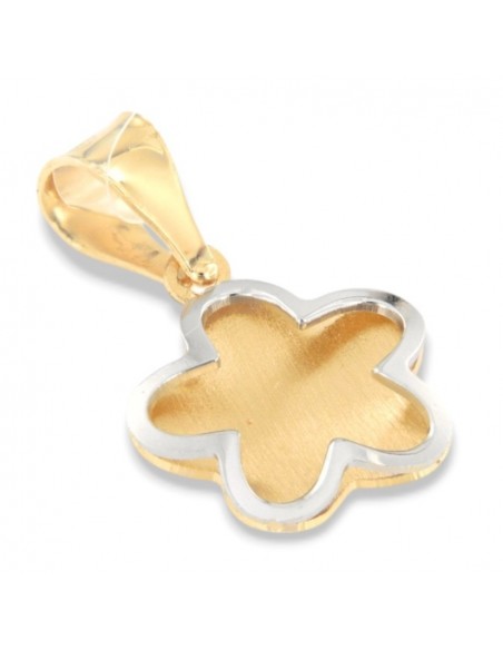 Ciondolo Oro Giallo Fiore Bordi Oro Bianco [f5993c17]