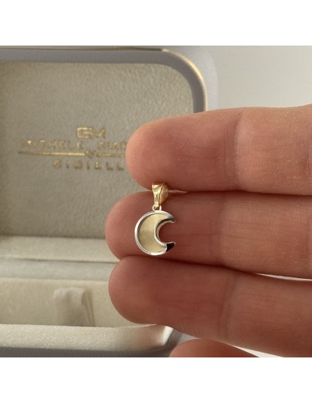 Ciondolo Oro Giallo Luna Bordi Oro Bianco [d7c3f616]