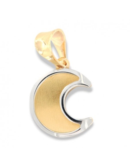 Ciondolo Oro Giallo Luna Bordi Oro Bianco [60de3712]