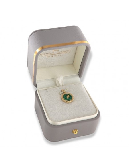 Ciondolo Oro Giallo Piastra Tonda Malachite Fulmine [2966cd6d]
