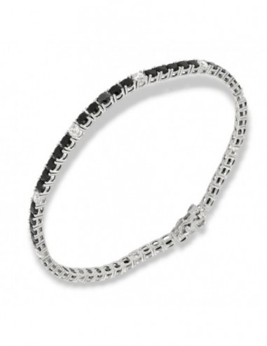 Bracciale Argento Tennis Zirconi Neri Bianchi 3MM [df2af2cf]