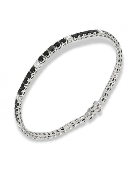 Bracciale Argento Tennis Zirconi Neri Bianchi 3MM [df2af2cf]