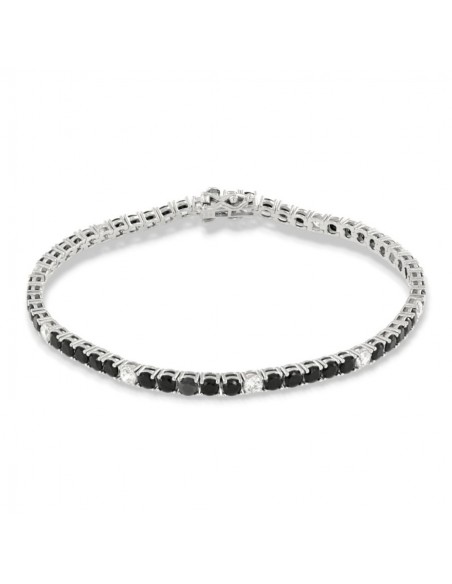 Bracciale Argento Tennis Zirconi Neri Bianchi 3MM [22054600]