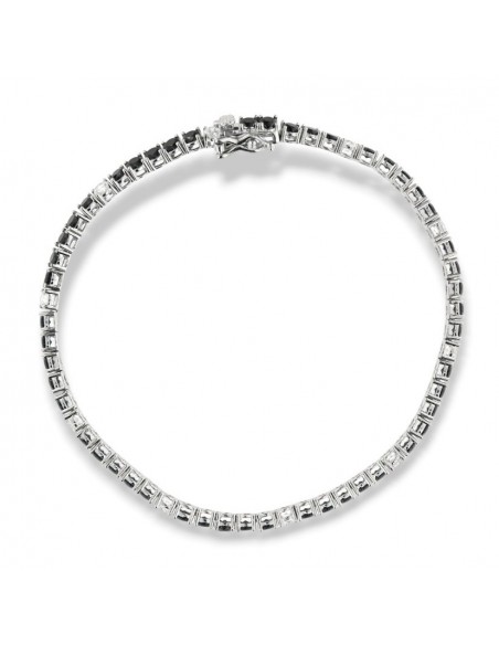 Bracciale Argento Tennis Zirconi Neri Bianchi 3MM [95188704]