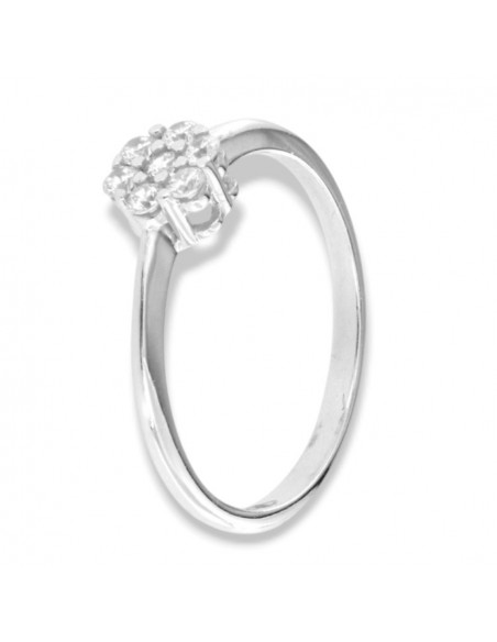 Anello Oro Bianco Solitario Zirconi Bianchi [f78d513d]