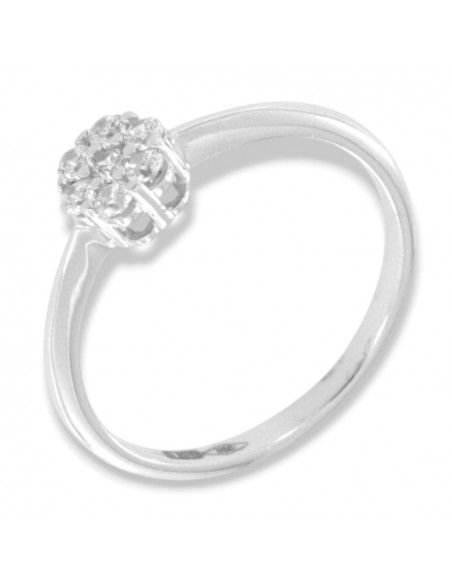 Anello Oro Bianco Solitario Zirconi Bianchi [1ea28f16]
