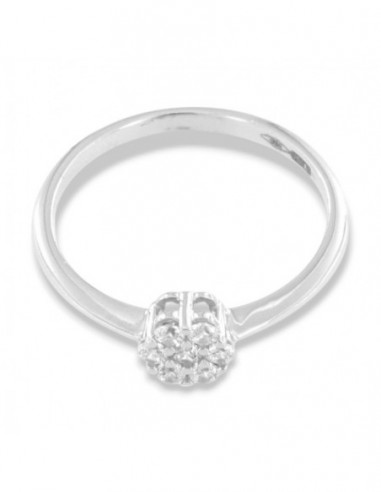 Anello Oro Bianco Solitario Zirconi Bianchi [75c94a01]