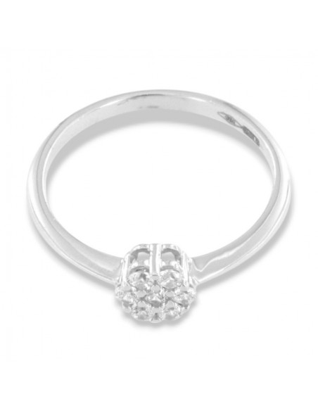Anello Oro Bianco Solitario Zirconi Bianchi [75c94a01]