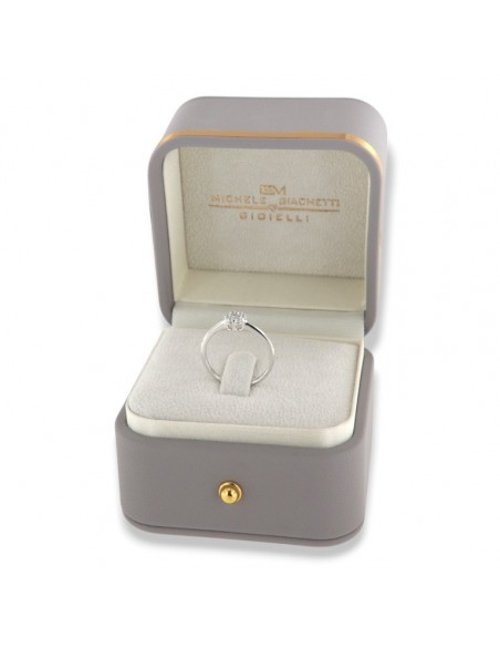 Anello Oro Bianco Solitario Zirconi Bianchi [c2d48b05]