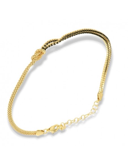 Cavigliera Argento Dorato Nodo Tennis Popcorn [ea5c76c2]