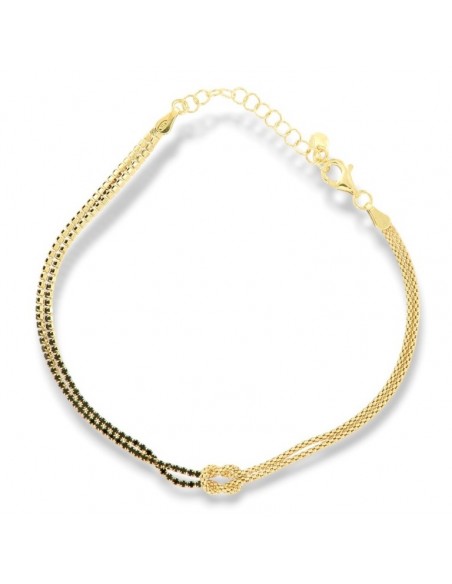 Cavigliera Argento Dorato Nodo Tennis Popcorn [37300e11]