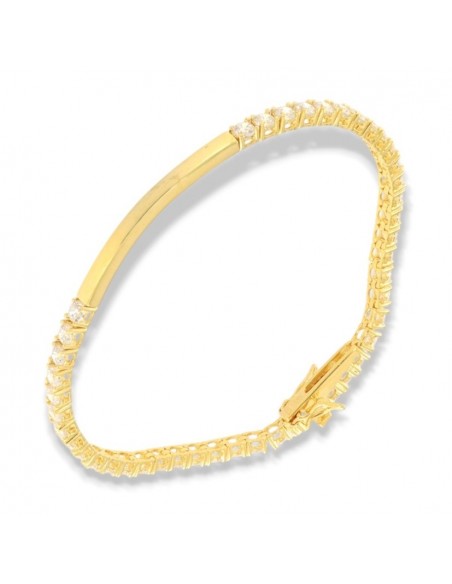 Bracciale Argento Dorato Tennis Piastra Cetntrale 3MM Zirconi [daed6fc7]