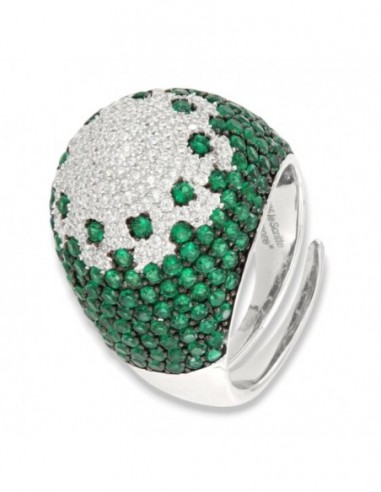 Anello Argento Rodiato Fascione Bombato Verde [cbac3c4c]