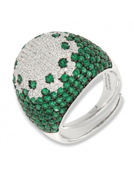 Anello Argento Rodiato Fascione Bombato Verde [ffe27609]