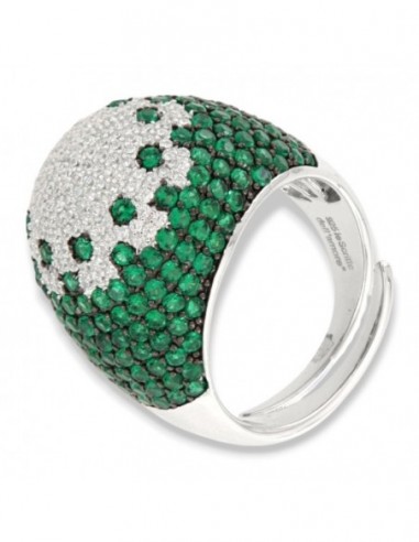 Anello Argento Rodiato Fascione Bombato Verde [fab23117]