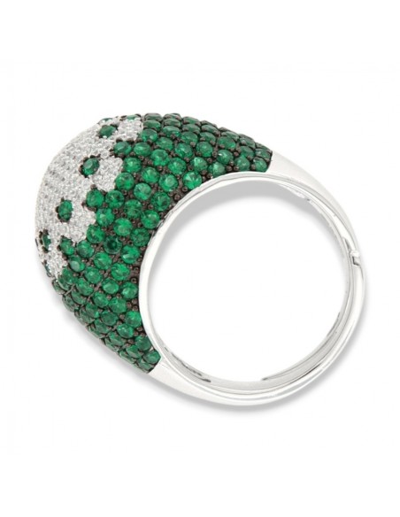 Anello Argento Rodiato Fascione Bombato Verde [4daff013]