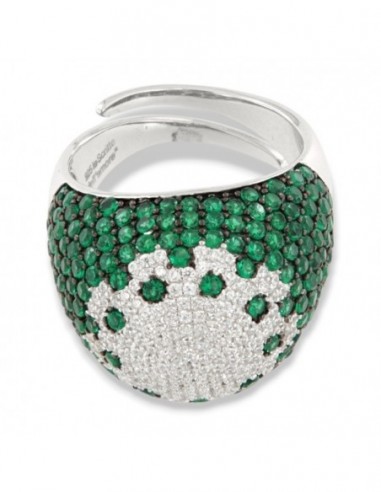 Anello Argento Rodiato Fascione Bombato Verde [9489b31e]